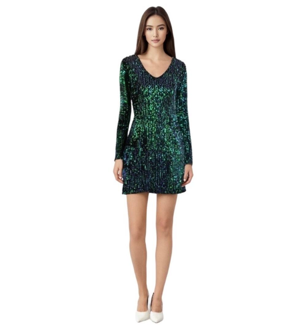 NWT Romeo & Juliet Sequin Midi Dress Blue Green Small